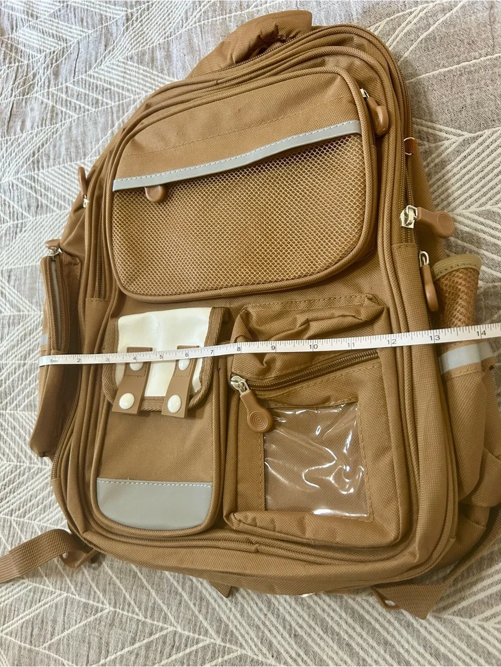 Khaki Tan Multi Pocket Heavy Duty Laptop School Travel Backpack NWOT